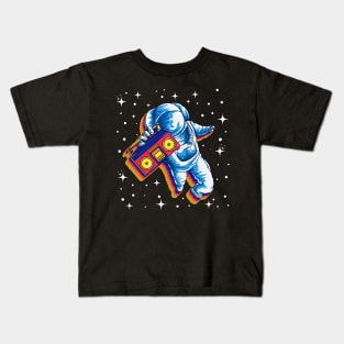 Space Astronaut Boom Box Radio Retro Kids T-Shirt